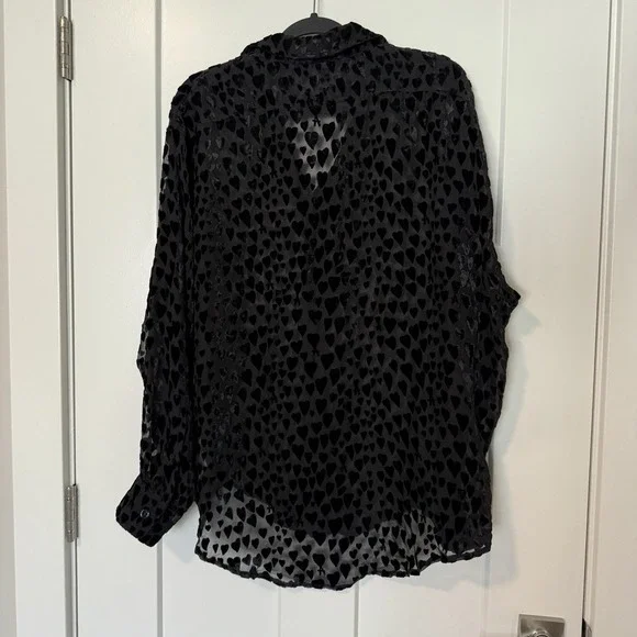 AMI Alexandre Mattiussi Black Heart Motif Button Shirt NEW Silk Blend Size 39 - Picture 5 of 5